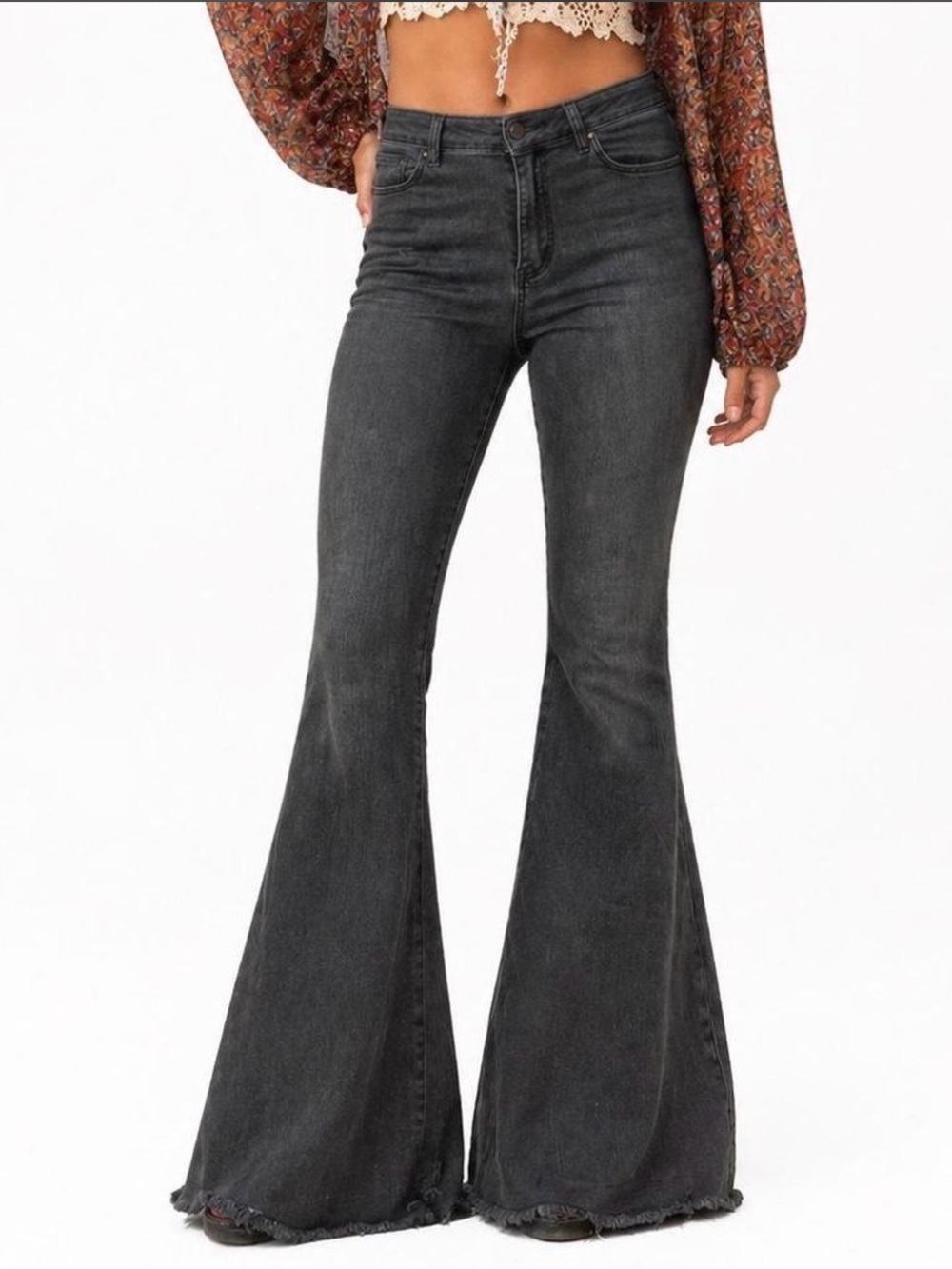Free People Just Float On Flare Jeans Gray Waist 26